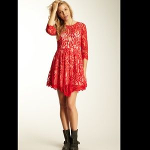 Free People Floral Mesh Lace Dress